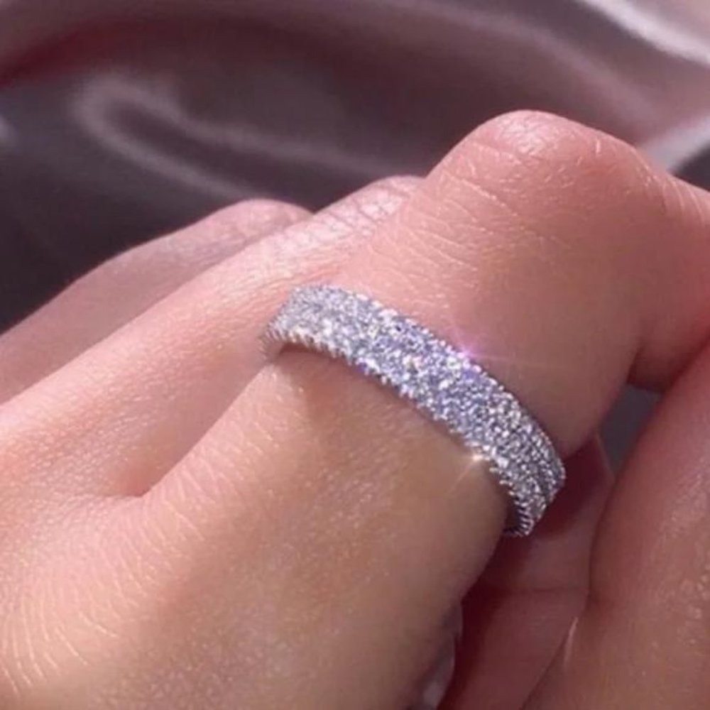 NEW 925 STERLING SILVER FULL ETERNITY BAND RING, CUTE RING, SHINY RING. - Picture 3 of 6